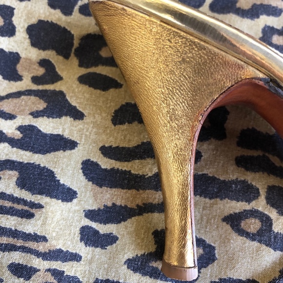 VTG 1950s Rhinestone Studded Gold Springolators High Heel Mules US 5 - Picture 7 of 9